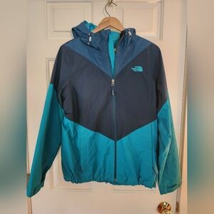 Womens North Face Dryvent Jacket Coat Size Medium Teal Navy Outdoors Active